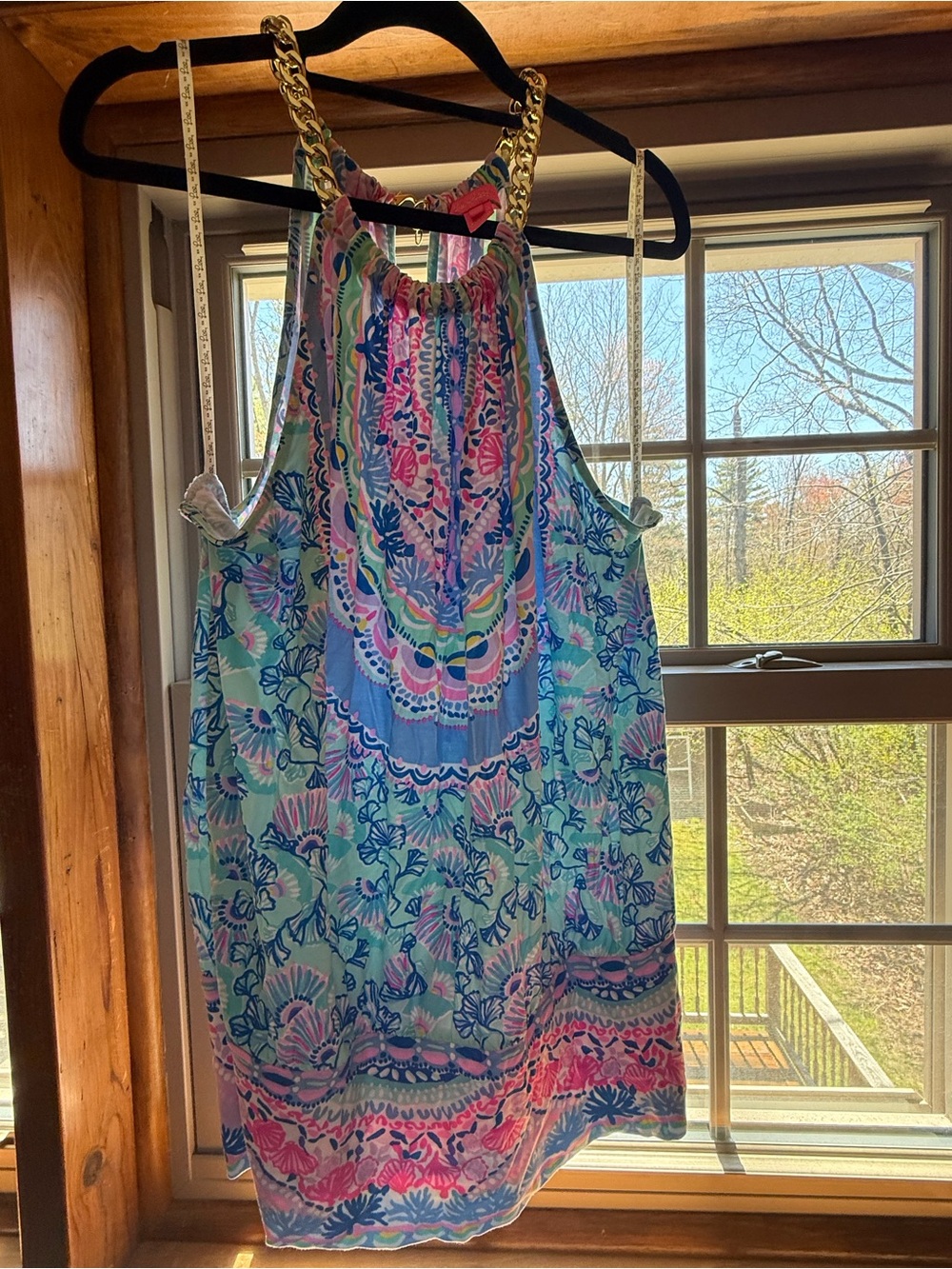 Lilly Pulitzer Multicolor Floral Halter with Gold Chain Straps